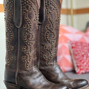 Lucchese Kemo Sable Handmade Leather Western Boots 6.5